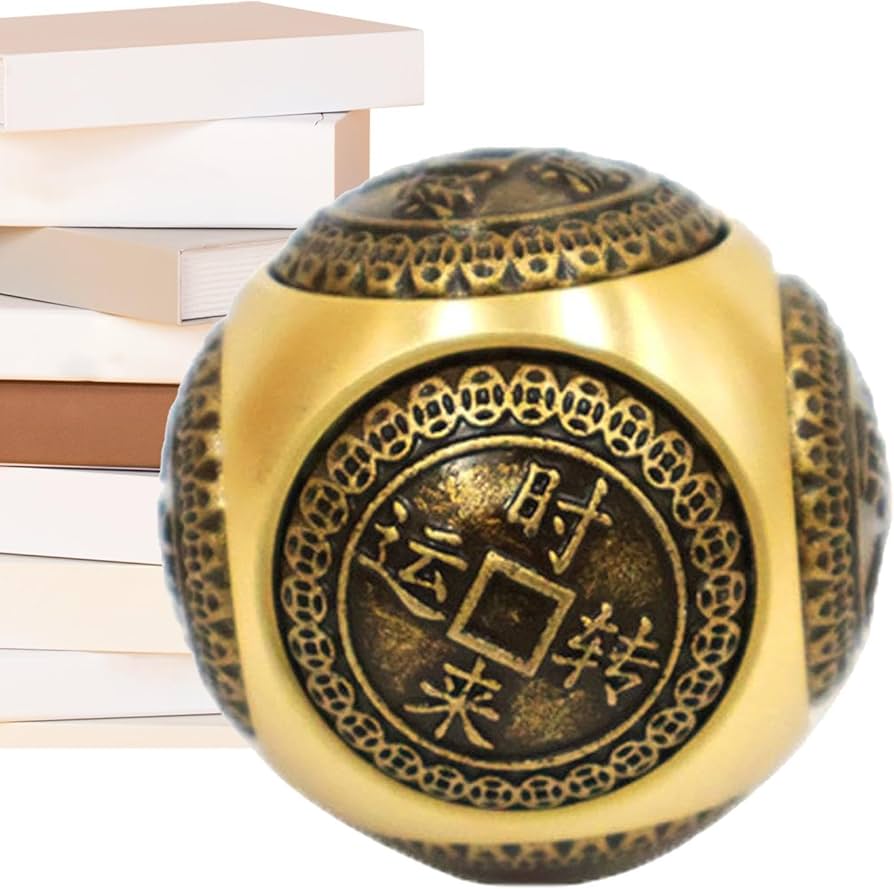 Amazon |  中国の幸運のコイン、真鍮の幸運のお守り、絶妙な銅のおもちゃ、リラックスできる六面体フィジェットおもちゃ、絶妙な銅のターンテーブルおもちゃ、富の幸運のお守り  | フィジェットキューブ | おもちゃ