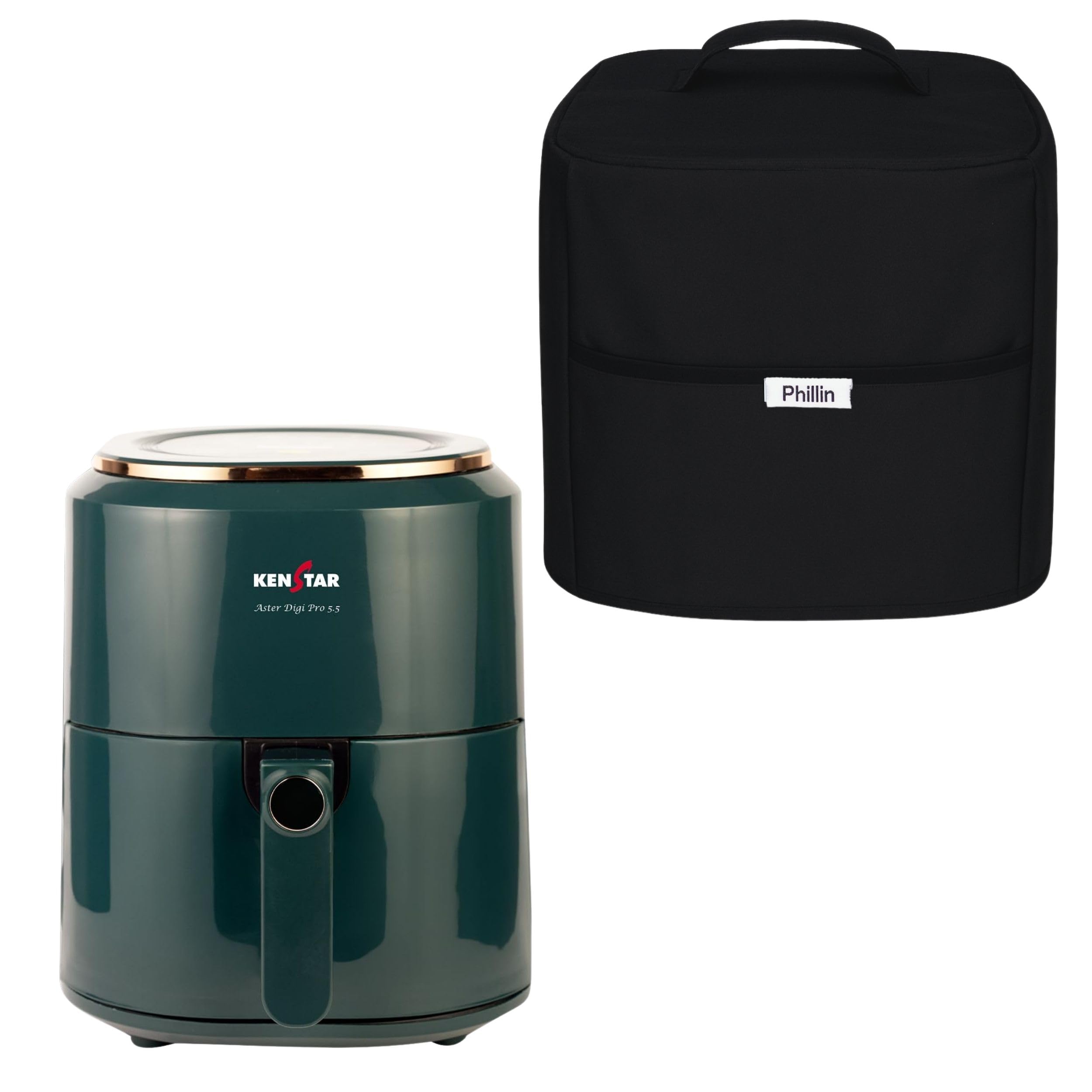 Air Fryer Dust Cover for Kenstar ASTER PRO DIGI 5.5L Only Waterproof & Dustproof Kitchen Appliance Cover with Handle - Black (12.50 inch x 12.50 inch)