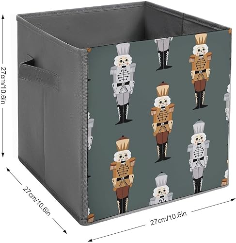 Miniatura 2 de Christmas Nutcracker Colorful Storage Cubes,Fabric Collapsible Storage Bins with Dual Handles,Cool Soilder Foldable Cube Baskets for Shelf,Closet