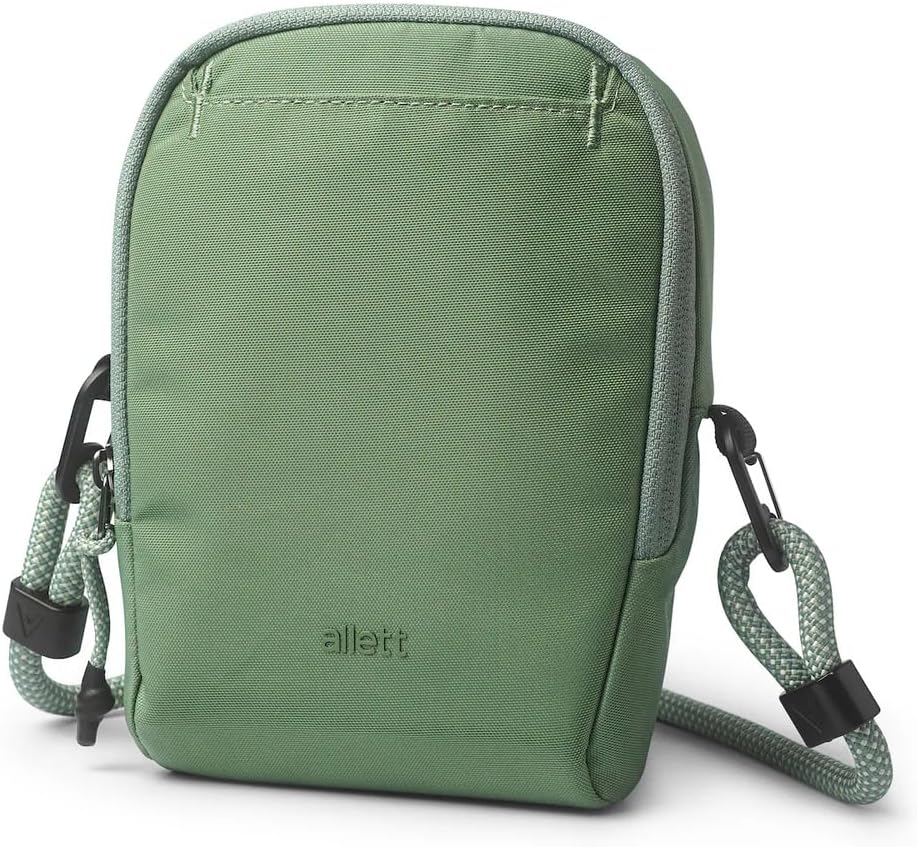 Allett Daily Rope Bag for Men & Women | Lightweight 1.2L Minimal Sling with Adjustable Paracord Strap, Water-Resistant Recycled Nylon, Secure Passport Sleeve, Quick-Access Pocket | Sage Green