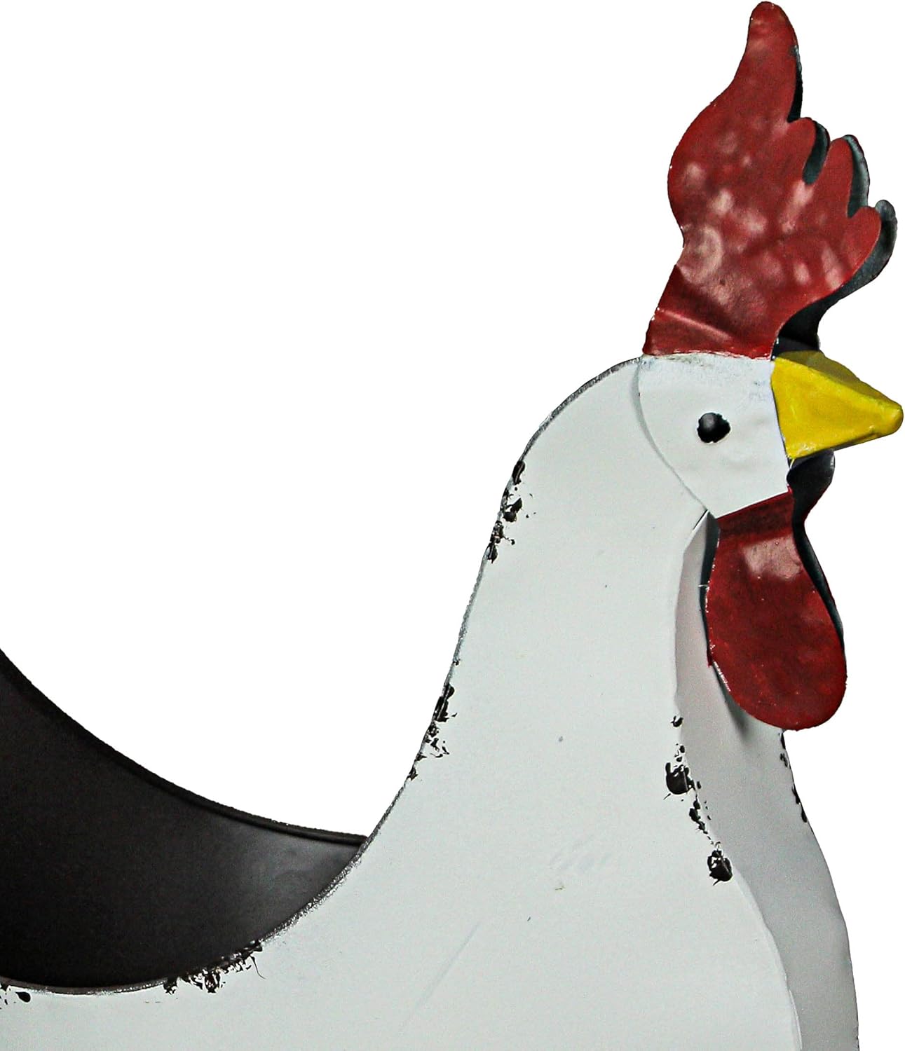 Zeckos Rustic White Finish Metal Rooster Planter - Indoor/Outdoor Decorative Flower Pot for Home and Garden - 15.5 Inches Long - Farmhouse Style Accent Piece