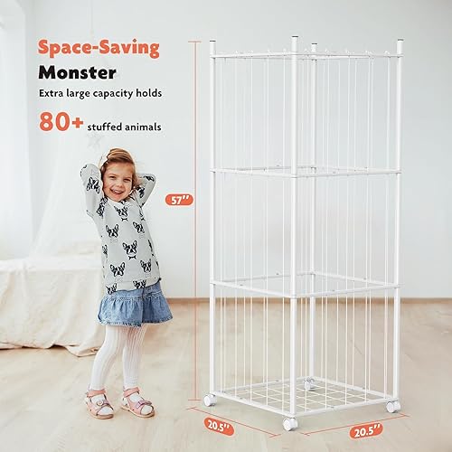 Miniatura 2 de GoKEDA Almacenamiento de animales de peluche, torre de almacenamiento de animales de peluche de metal extragrande, soporte resistente con