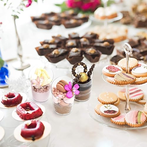 Miniatura 2 de Vasos de postre redondos inclinados de corte abierto, 3 onzas, 40 unidades, cucharas incluidas, plástico transparente, mini taza de postre