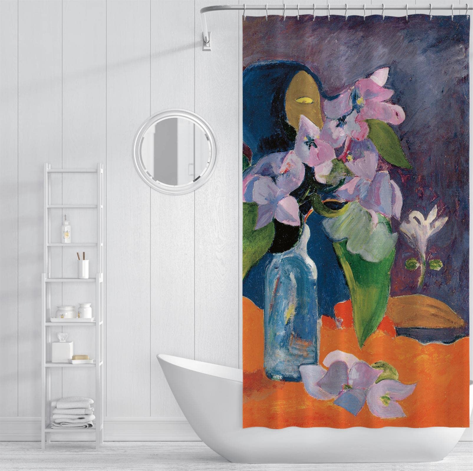 Paul Gauguin Cortina de ducha Abstracto Planta Flores Cortinas de ducha Cortinas de baño húmedas Cortinas de baño lavables a máquina de secado rápido Cortina de baño 240x180 cm