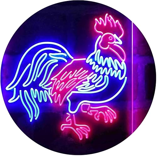 ADVPRO Rooster Chicken Lover Kid Room Señal de neón LED de doble color rojo y azul 16 x 24 pulgadas st6s46-i4051-rb