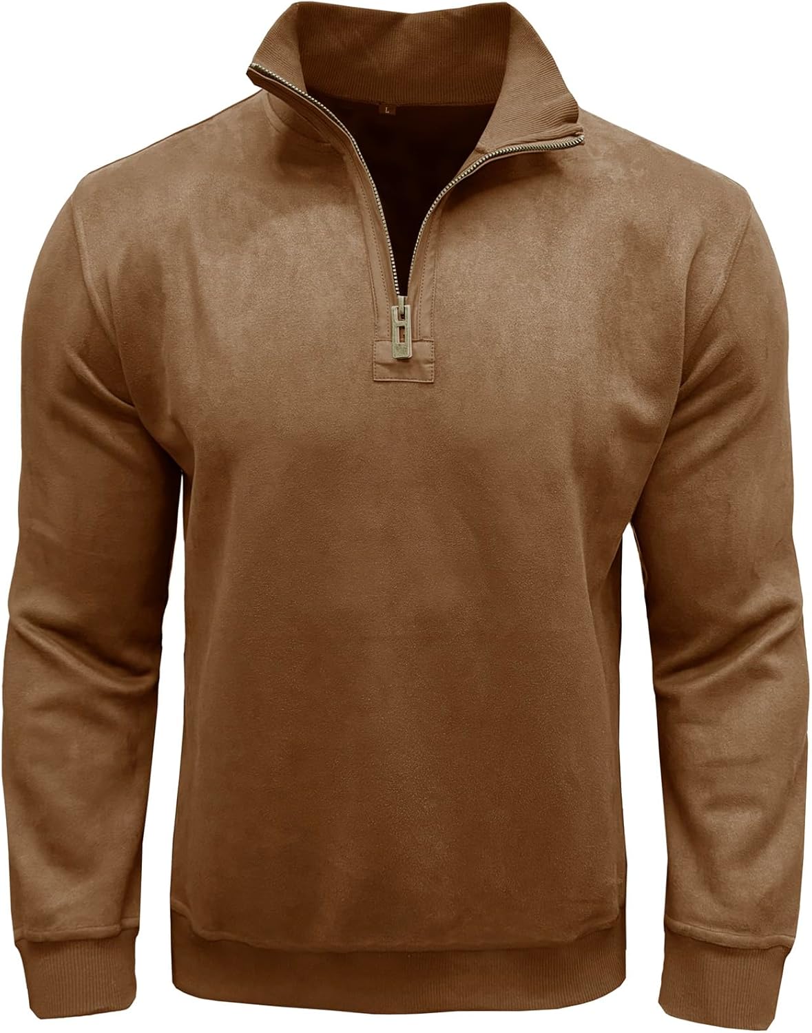 Nuofengkudu Men's Quarter Zip Pullover Sweater Long Sleeve Fall Winter Casual Polo Sweater Stand Collar Sweatshirt