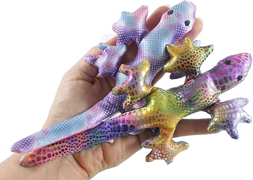 Miniatura 9 de Juego de 3 juguetes de animales rellenos de arena de lagarto, saco de arena pesado para lanzar bolsas de felpa de animales, brillo Gecko sensorial,