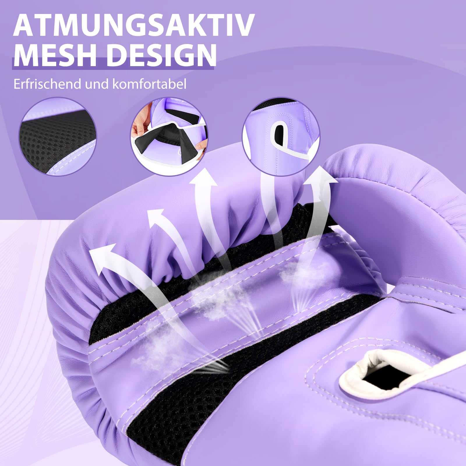 FIVING Pro Style - Guantes de boxeo para mujer, piel sintética, entrenamiento, Muay Thai, sparring, artes marciales, saco de boxeo, entrenamiento para mujer