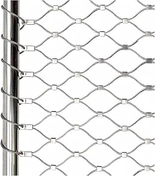 VXHCS Safety Netting for Railings 304 Stainless Steel Wire Rope Netting, 5cm/1.5mm High-Altitude Fall Protection Nets Animal Poultry Barrier Fence2x4m/6.6x13.1ft