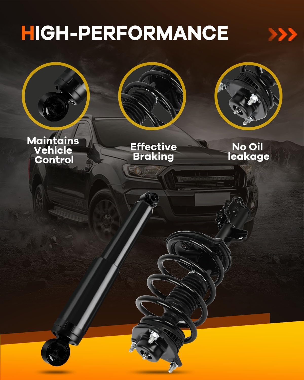 OCPTY Front Complete Struts Spring Assembly + Rear shock absorbers Fits 2010 2011 2012 2013 for Kia Forte Quick Struts 172721 172720 5672 - Set of 4