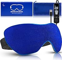 Vista 1 de Heated Eye Mask, Washable Dry Eye Mask Heat Eye Compress with Flaxseed, Warm Eye Compress Heating Pad with Temperature Timer Control for Sleep, Azul