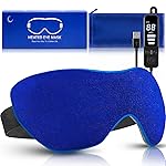Heated Eye Mask, Washable Dry Eye Mask Heat Eye Compress with Flaxseed, Warm Eye Compress Heating Pad with Temperature Timer Control for Sleep, Blepharitis, Dark Circles, MGD, Puffy Eyes (Deep Blue)
