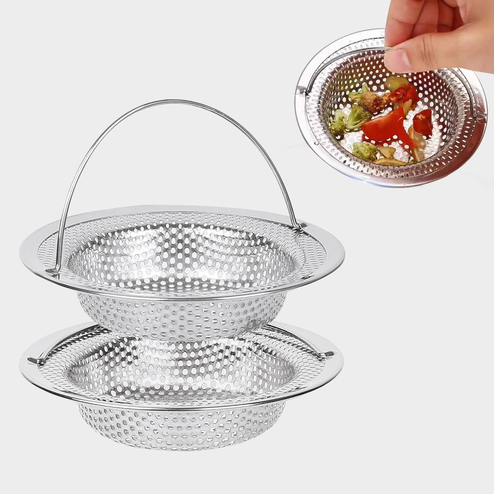 2 Stück Edelstahl-Sieb Für Spüle & Waschbecken – Rostfrei, Mit Griff, 11×8×2 Cm – Verstopfungen Verhindern
