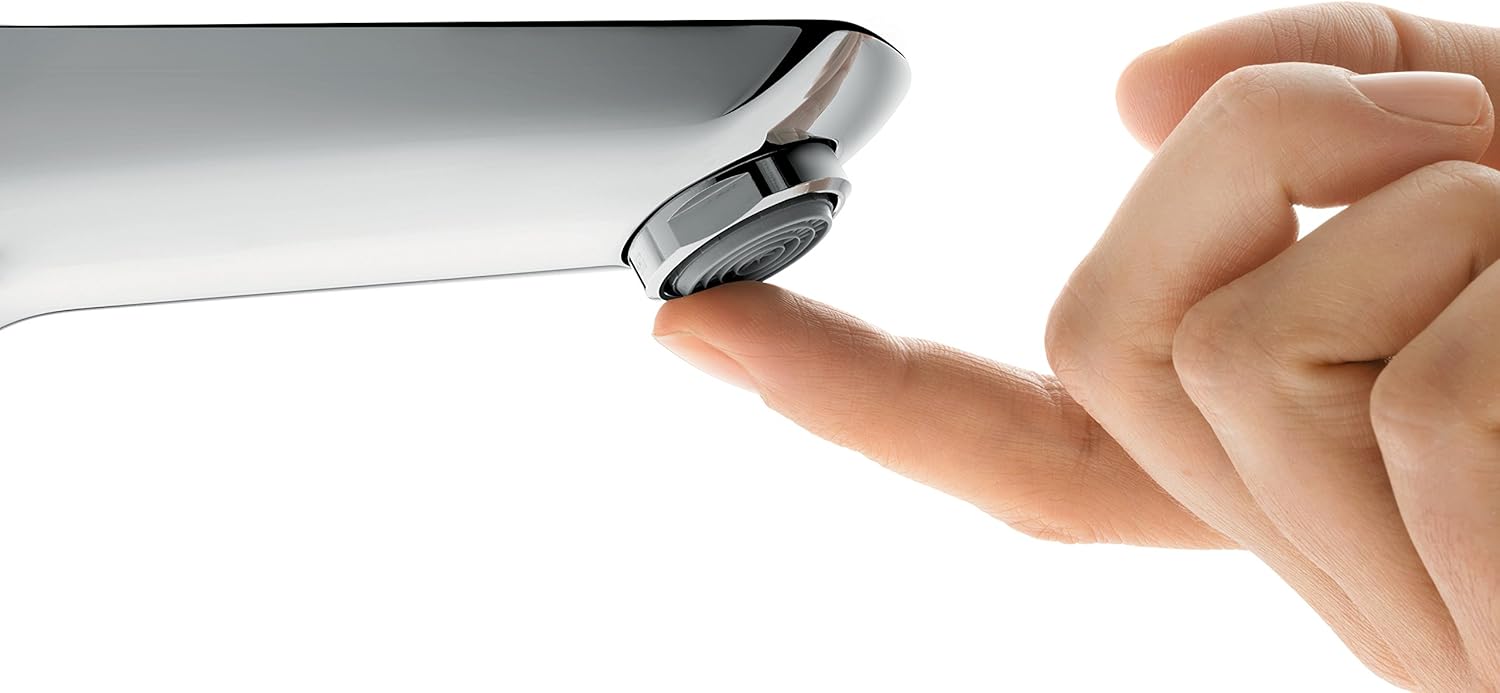 hansgrohe Metropol Basin Tap 110 with lever handle in use, showing water flow