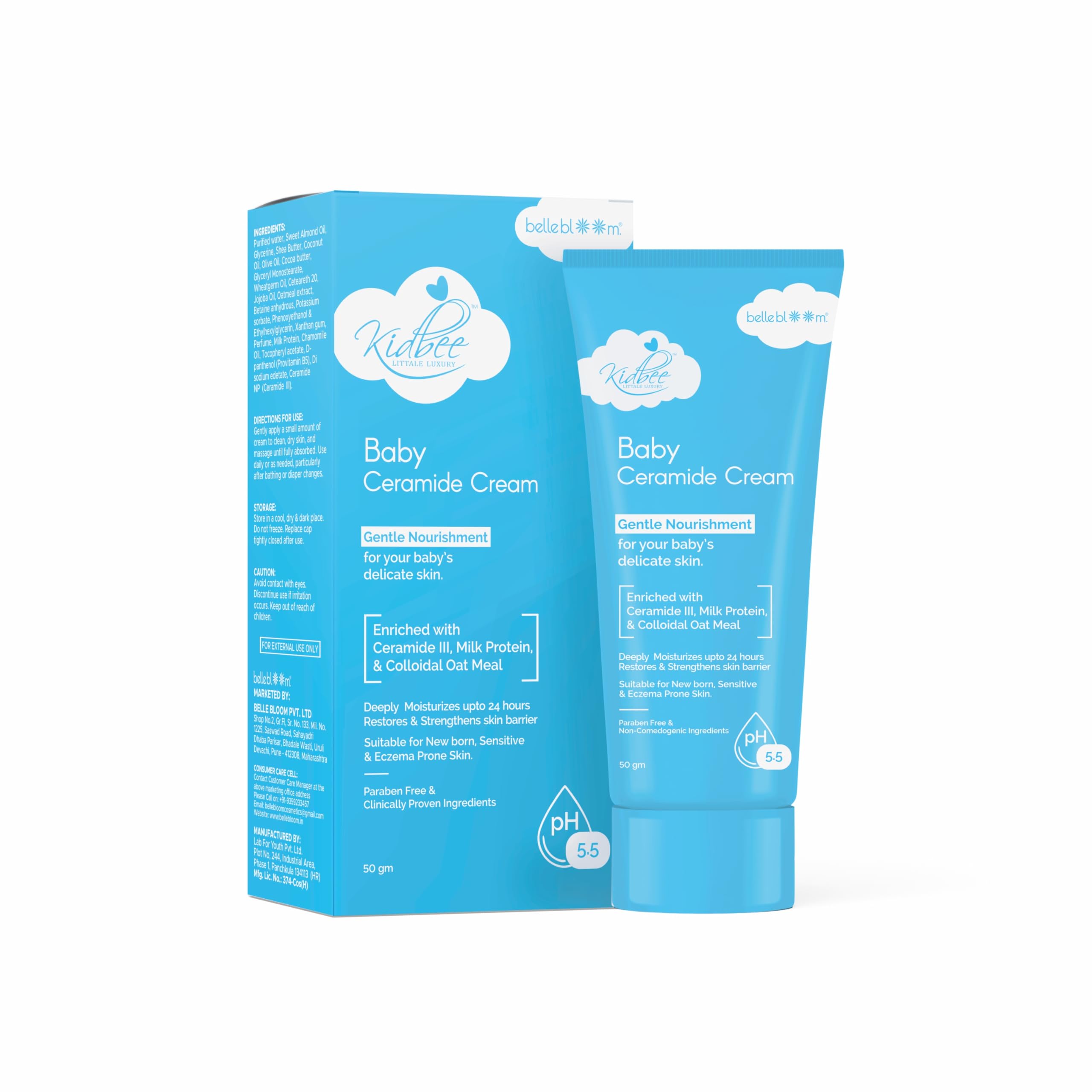 Kidbee Baby Ceramide Cream with Ceramide III, Milk Protein & Colloidal Oat Meal, pH 5.5, 50 gm-image-23