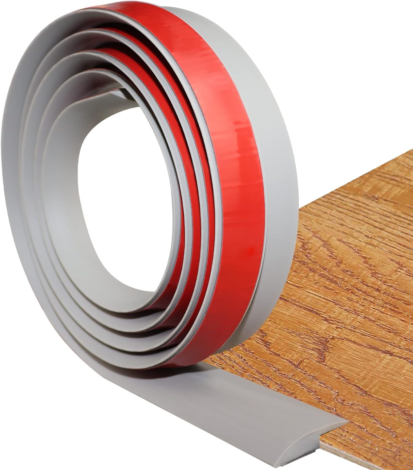 FONUNO Floor Transition Strip Self Adhesive Carpet & Flooring Transitions Edging Trim Strip PVC Threshold Transitions Suitable for Threshold Height Less Than 5mm (6.56Ft, Gray)