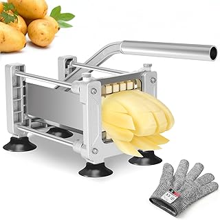 Commercial Vegetable Chopper - w 1/2'' Blade - Stainless Steel French Fry Cutter & Potato Dicer for Restaurant & Home