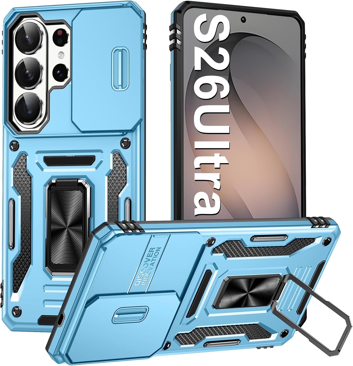 Handyh lle f r Samsung Galaxy S26 Ultra H lle mit Slide Camera mit Kameraschutz Galaxy S26 Ultra Schutzh lle 360  Drehbarer Metall Ring St nder Sto fest f r Samsung S26 Ultra 5G Marineblau