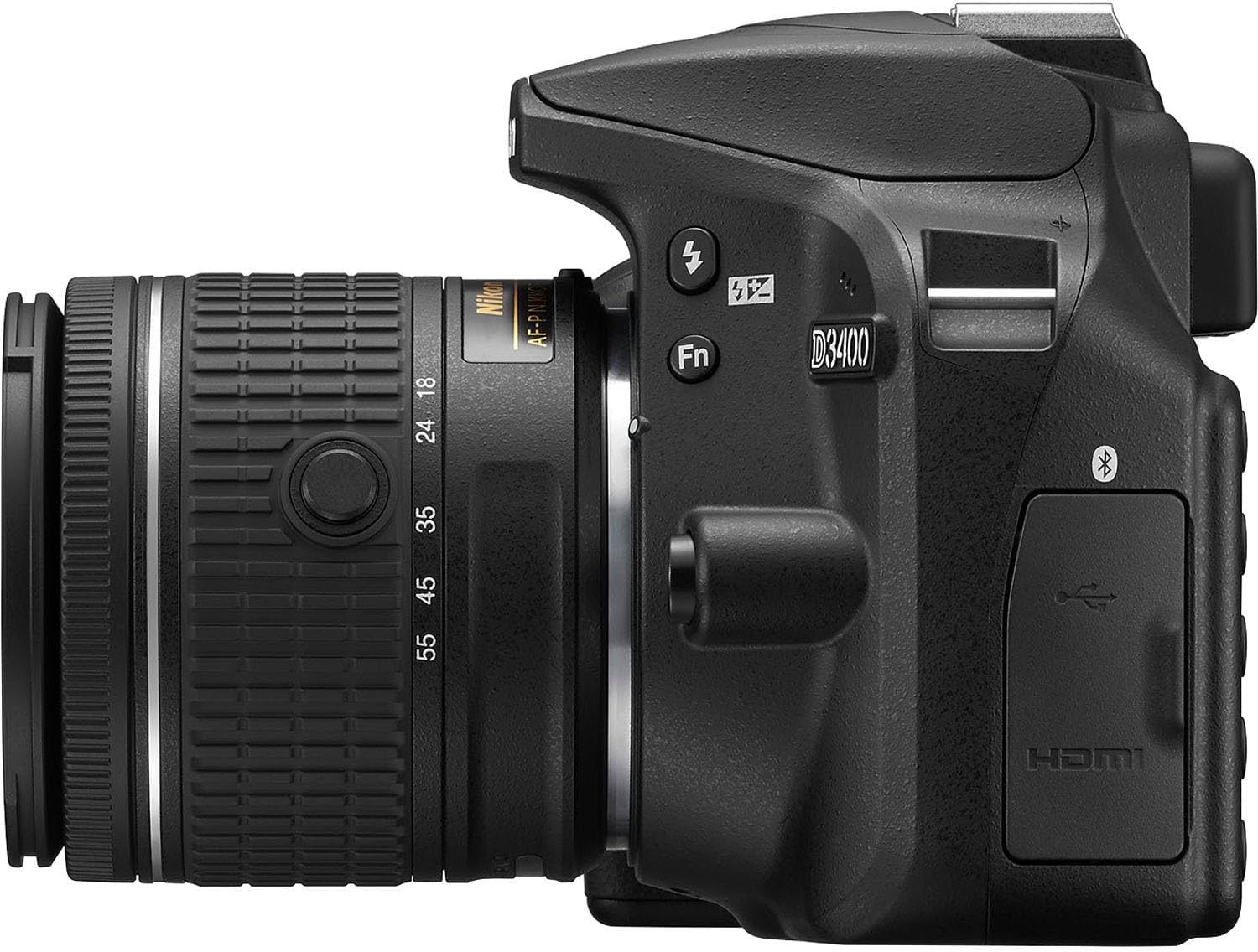 Nikon D3400 DSLR Camera with AF-P DX NIKKOR 18-55mm f/3.5-5.6G VR Lens + 64 GB Memory + Extra Battery + Camera Case + Tripod + More (20pc Bundle) (Renewed)