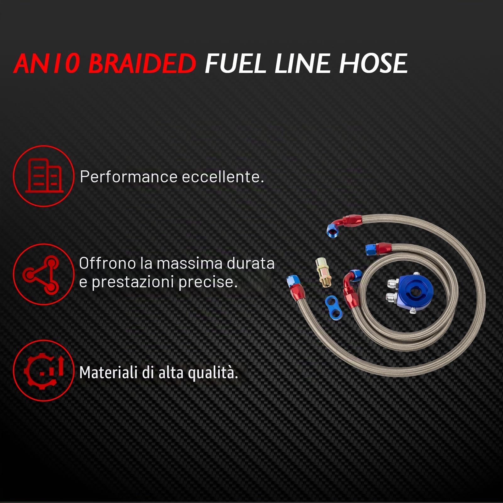 Radiatore olio 19 file AN10 Set di collegamento Raffreddamento aggiuntivo Radiatore olio esterno Raffreddamento motore universale Radiatore acqua Radiatore olio motore