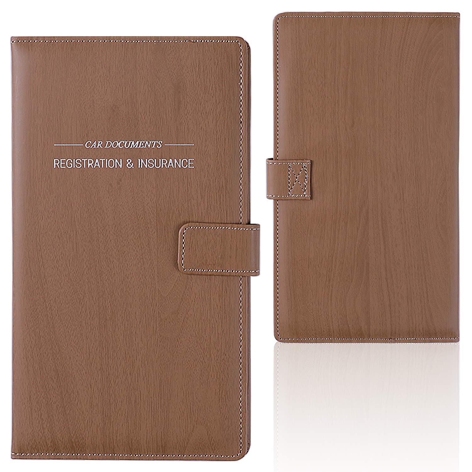 GNEGNI Car Registration and Insurance Holder, Premium PU Leather, 7-Pocket Vehicle Glove Box Car Organizer with Magnetic Closure for Driver License,