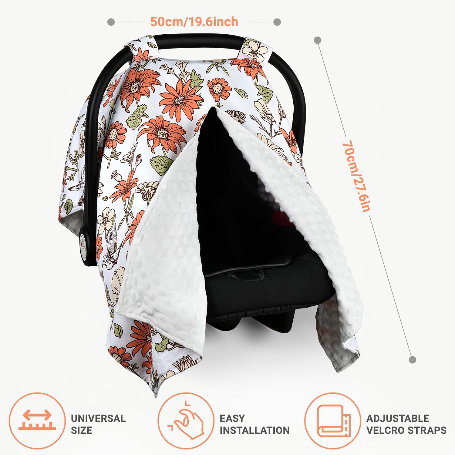 Metplus Minky Baby Car Seat Cover with Peekaboo Opening, Warm Carseat Cover image 3