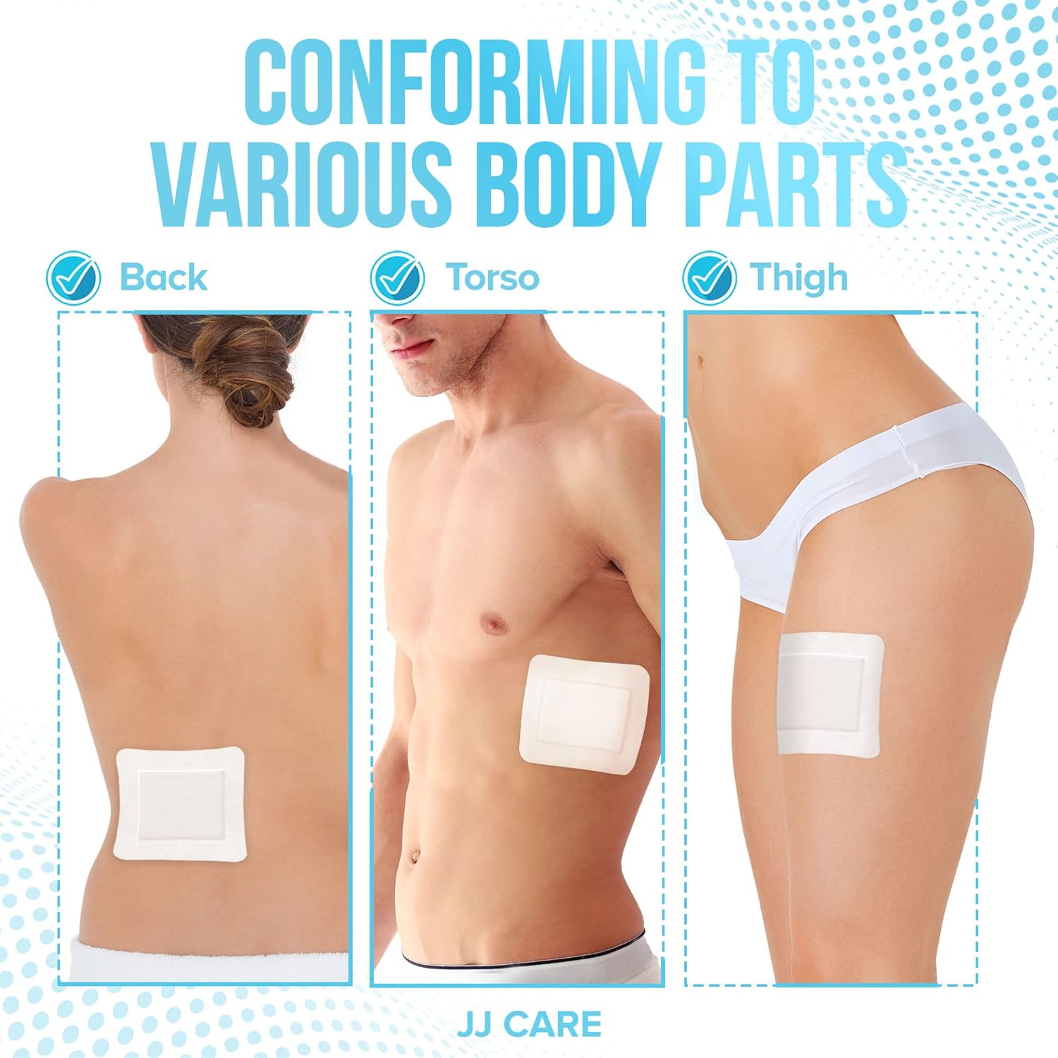 JJ CARE Waterproof Adhesive Island Dressing [Pack of 50], 4" x 5" Sterile Bordered Gauze, Breathable Island Wound Dressing, Individually Wrapped Adhesive Gauze Bandages with Non-Stick Central Pad