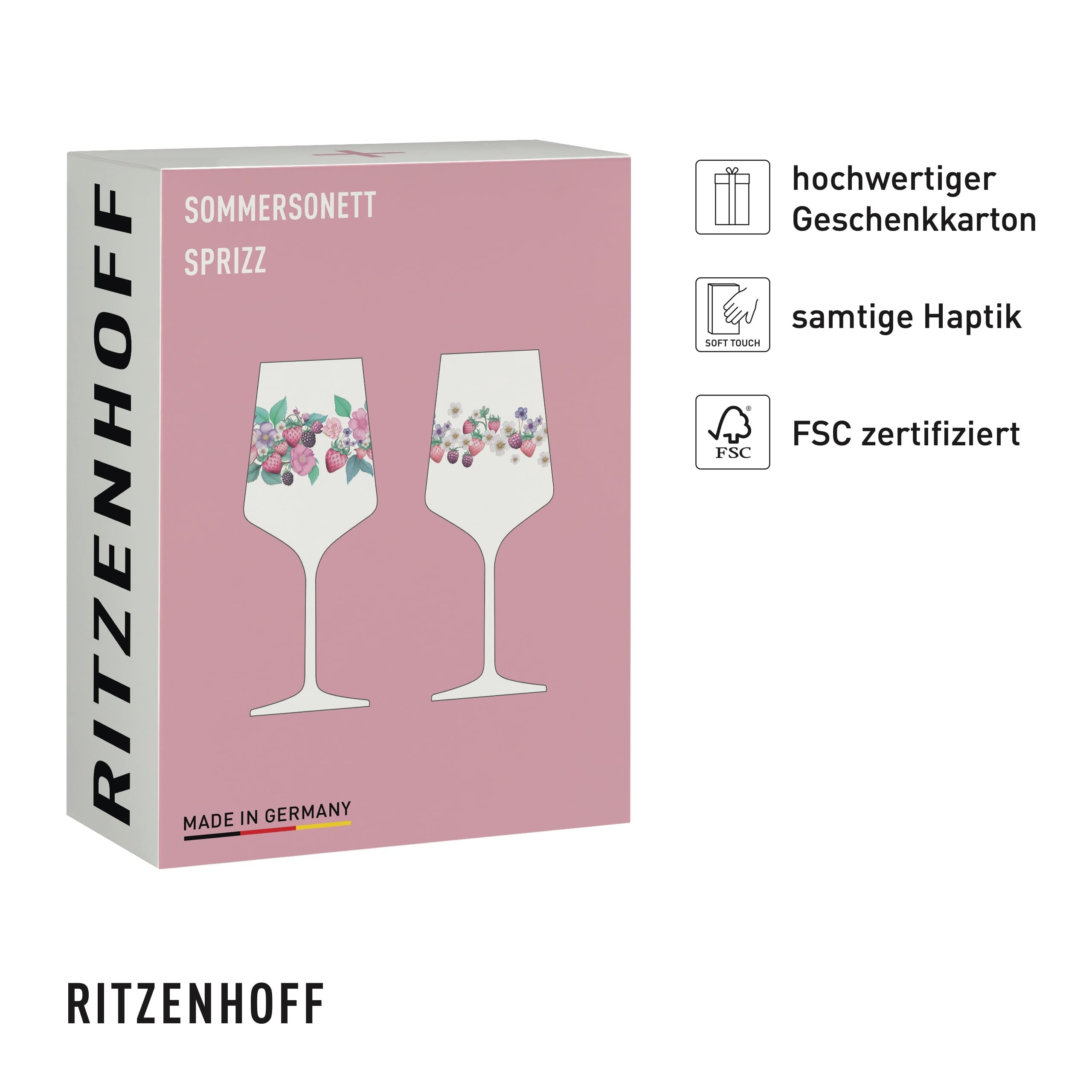 RITZENHOFF Kieliszek do aperitifu, zestaw 2 szt. - 500 ml - Made in Germany | Nr art. 6011004, seria Sonet letni, 2 kieliszki do aperitifu 500 ml, szkło kryształowe, można myć w zmywarce