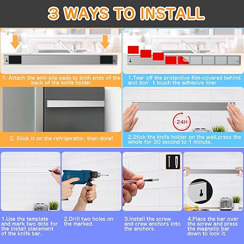 Miniatura 4 de Tira magnética de cuchillos para refrigerador de 20 pulgadas
