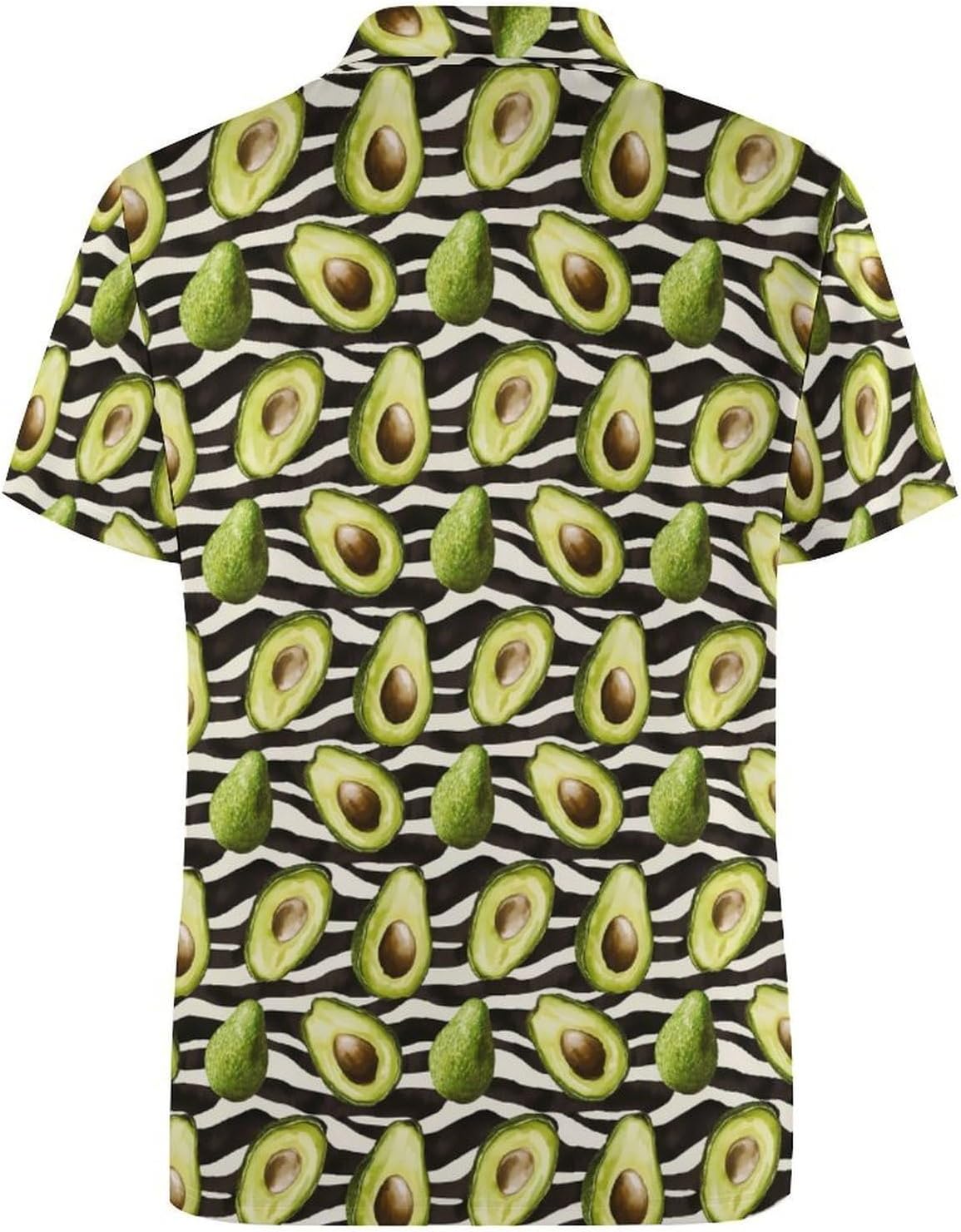 Avocado Zebra Stripes Pattern Women's Golf Polo Shirts Short Sleeve Quick Dry Tennis Tops Casual Work Blouses