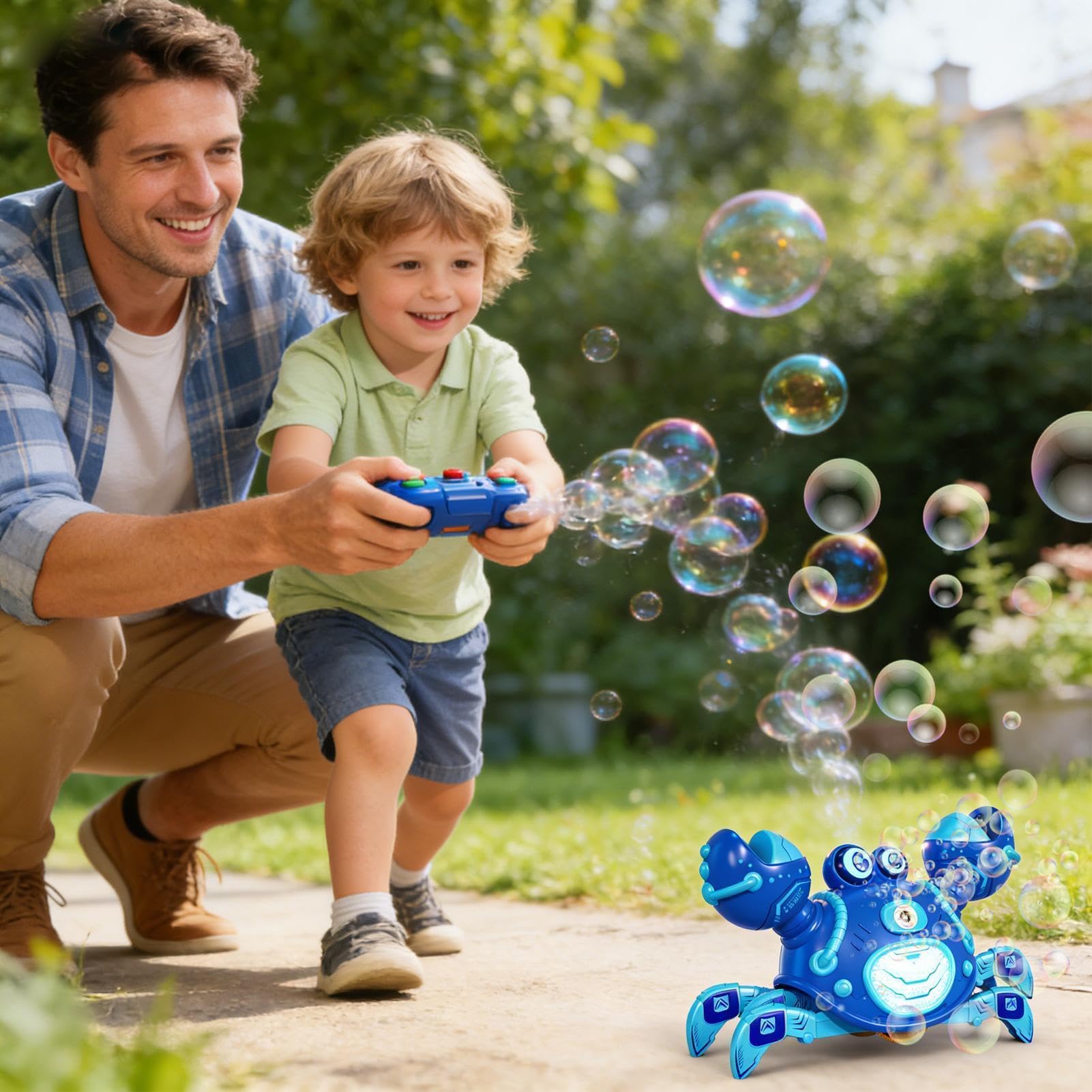 Giocattolo Strisciante con Musica Elettrico Ricaricabile | Granchio che Cammina Giocattolo a bolle per Bambini per Regalo Compleanno Festa Bambini Bambine Famiglia Casa Scuola