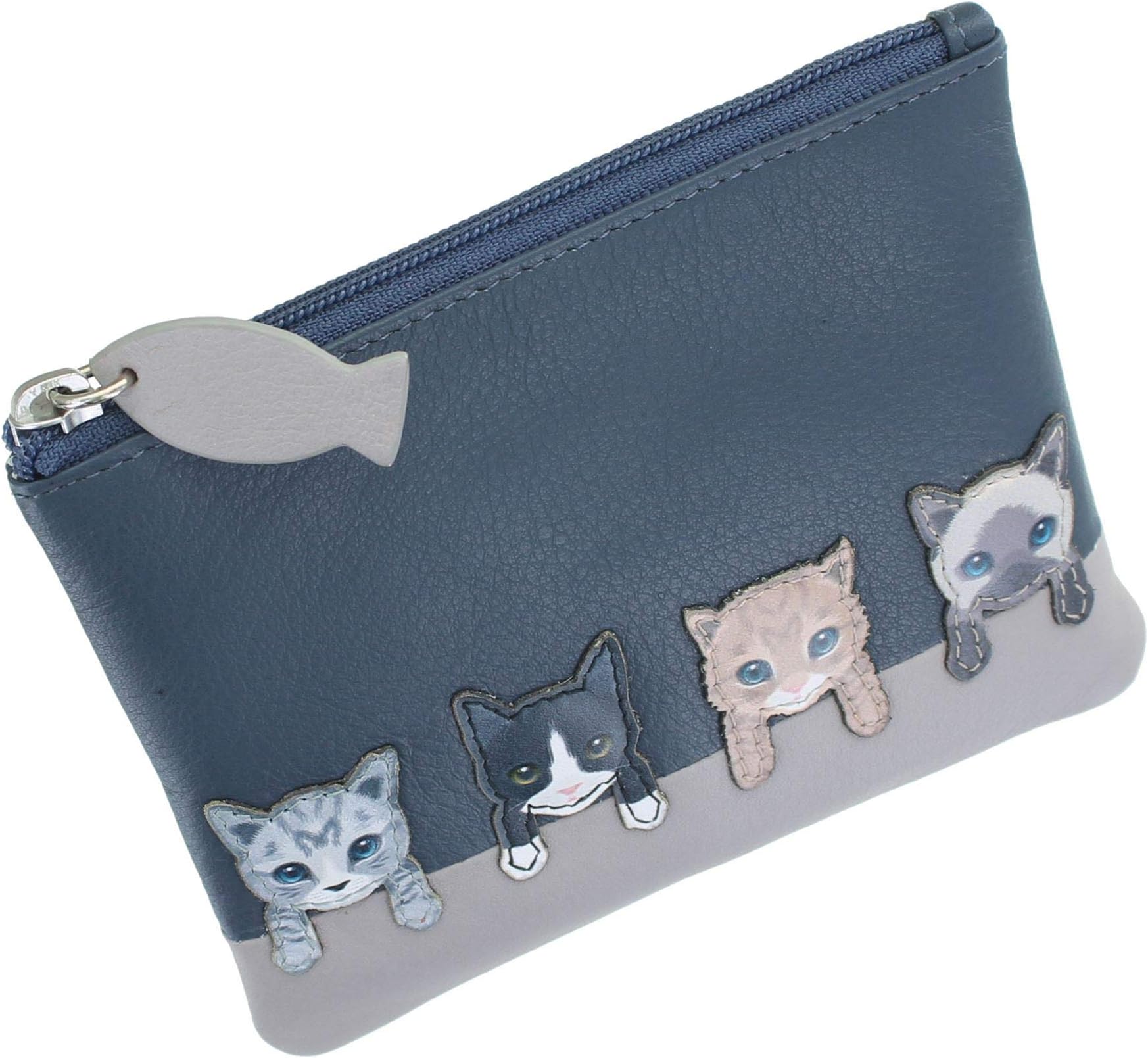 Mala Leather Best Friends Collection Coin Purse with Keyring 4166_65 Navy