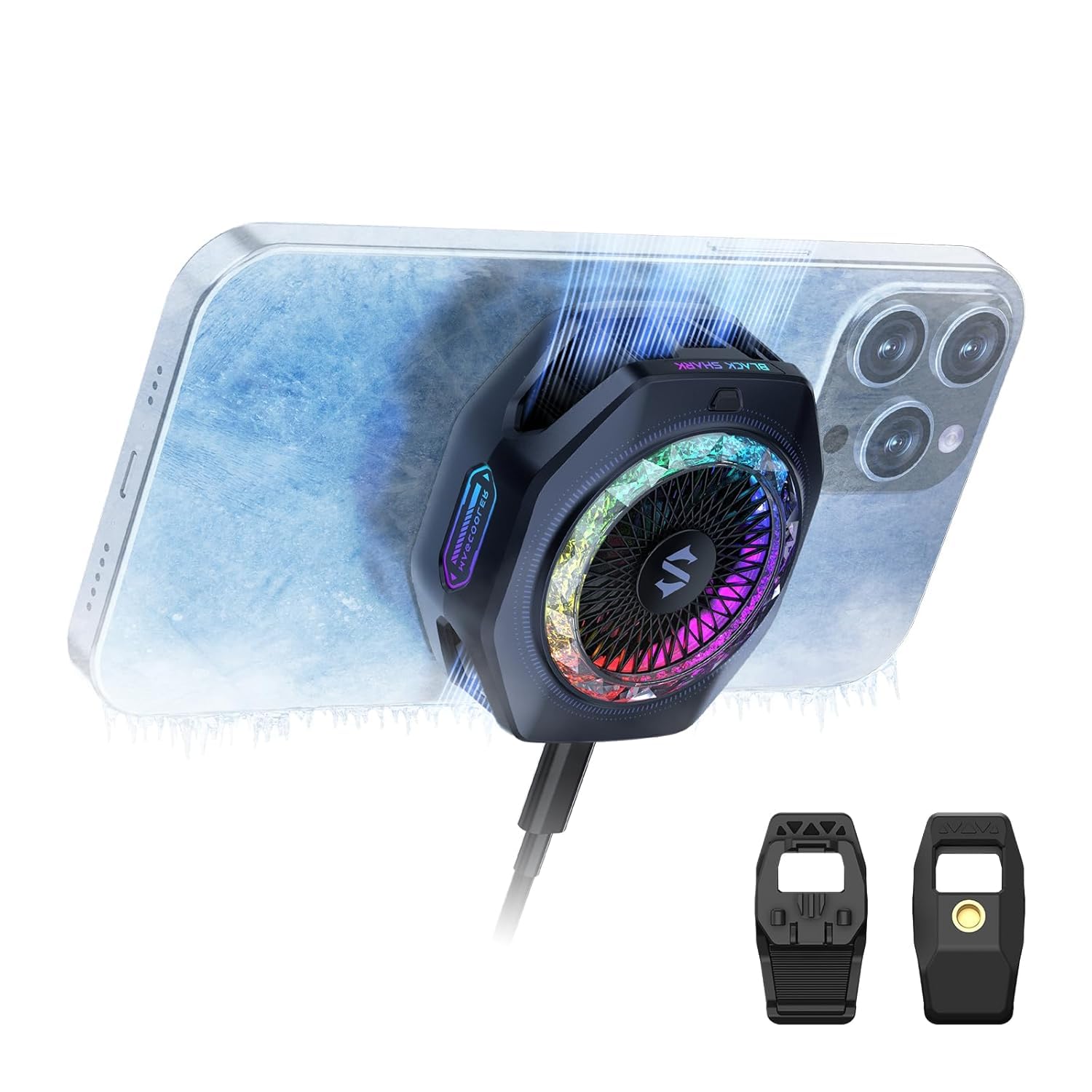 Cubonic Black Shark Magnetic Phone Cooler 5 Pro - 18 Addressable RGB LEDs, Detachable Grip, APP-Controlled Thermostatic Cooling Fan for iPhone MagSafe/Android/iPad-image-44