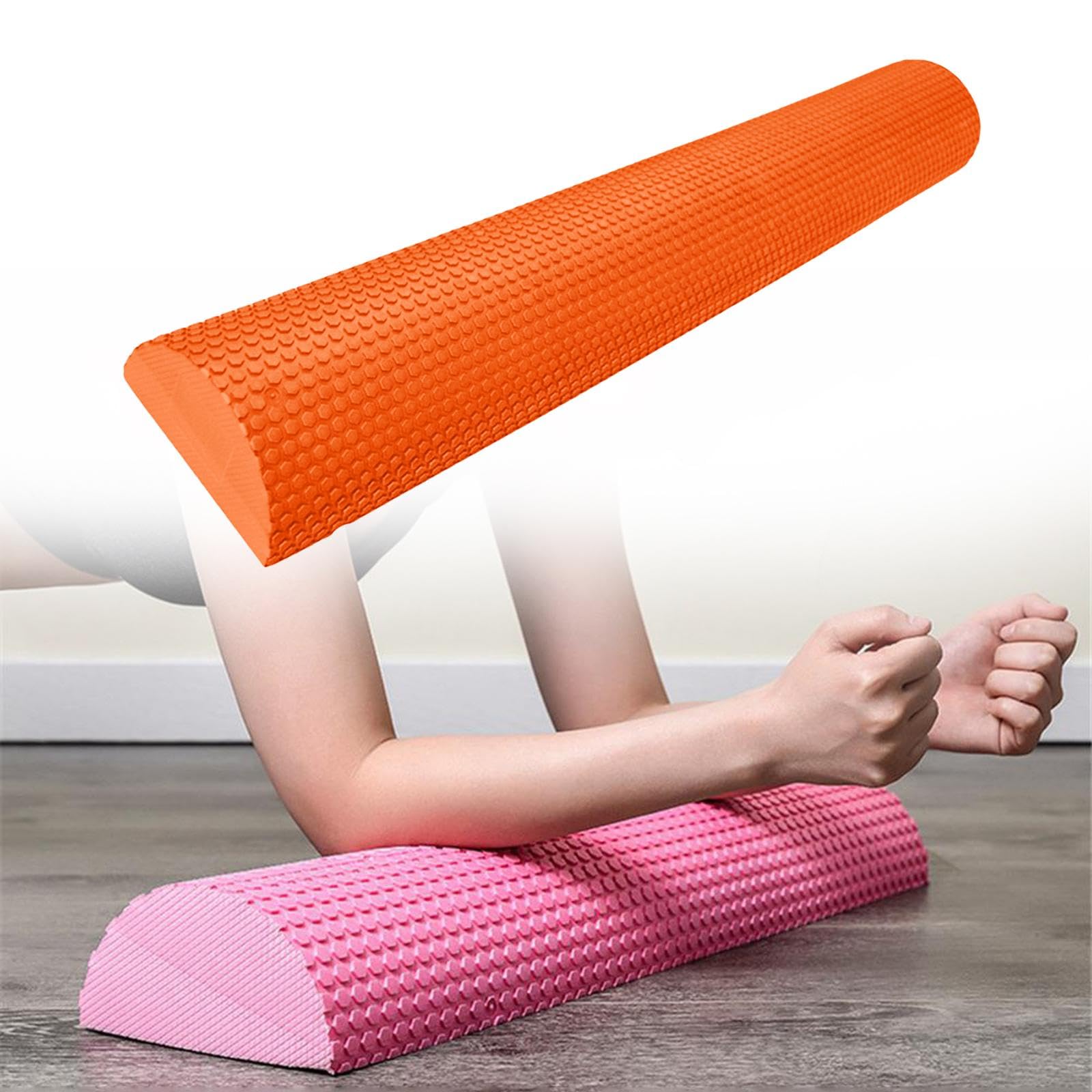 Mezza Foam Roller Rullo Massaggio Muscoli Allenamento Equilibrio Eva Alta Densità Galleggiante Antiscivolo Resistente Adatto per Palestra Casa Y, Arancione 90 cm x 7,5 cm