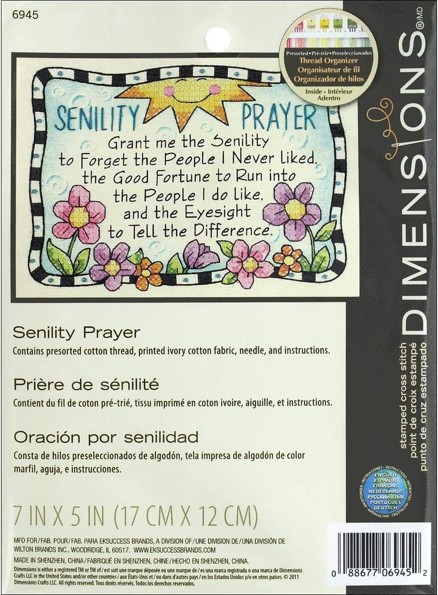 Dimensions Senility Prayer Mini Stamped Cross Stitch Kit: 7x5