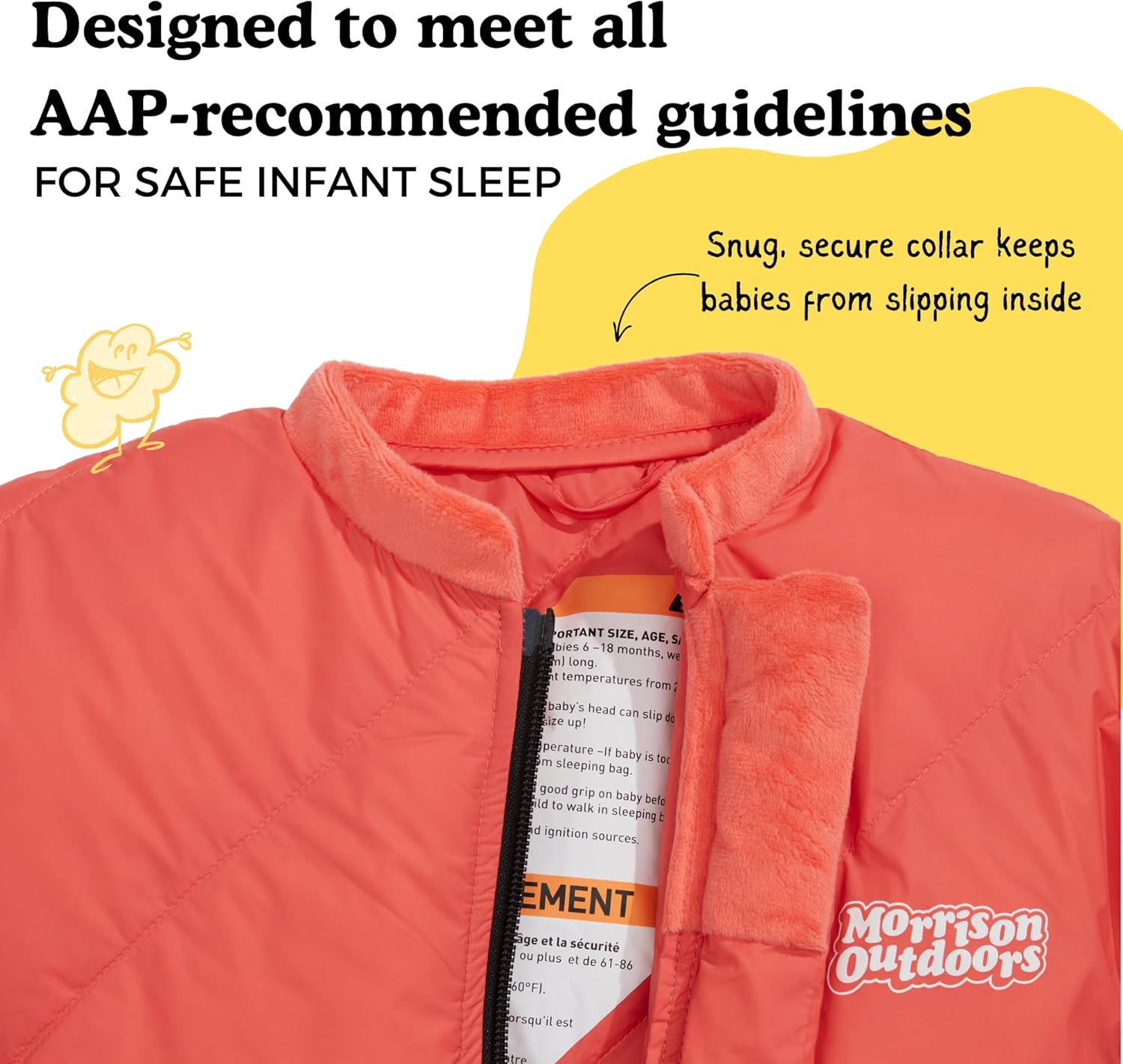 Morrison Outdoors Little Mo 40° Baby Sleeping Bag (6-18 Months) The Camping Sleeping Bag for Babies and Toddlers with Adjustable Open-and-Close Cuffs and Thick, Lofty Insulation. (Lava Red)