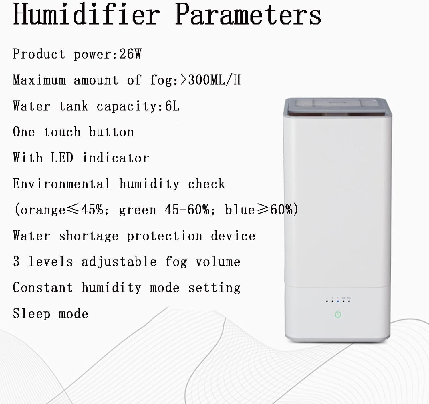 Mist Humidifier for Bedroom 6L Lasts Up to 24 Hours with Whisper-Quiet Operation Output Adjustable Automatic Shut-Off for Home Office and Baby Bedroom