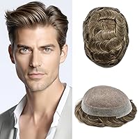 Vista 53 de Pieza de cabello humano real para hombre, sistema de reemplazo de unidades de cabello para hombres, piezas de cabello duradero, tupé para hombres