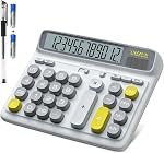 Desktop Calculator with Extra Large 5-Inch LCD Display, 12-Digit Two Way Power Solar & Battery Office Calculator with Big Buttons for Business, Accounting & Home Use(Black)