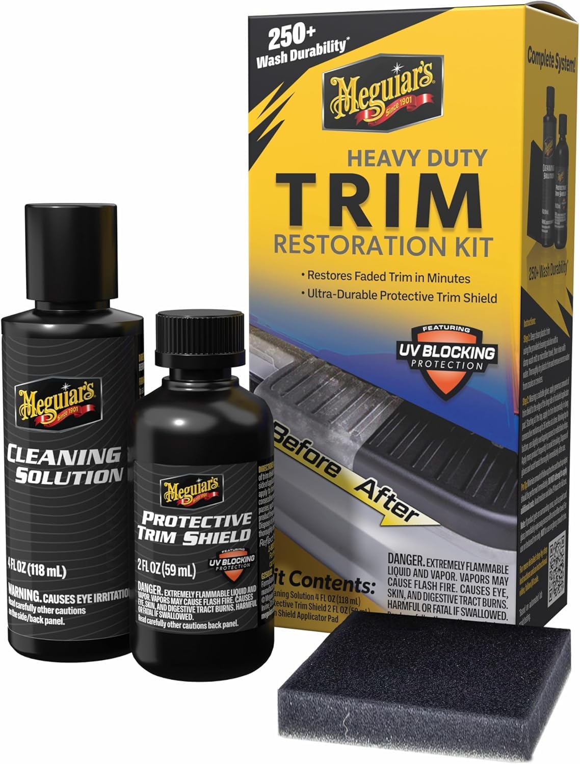Meguiar's Zestaw do renowacji wytrzymałych wykończeń – zawiera roztwór czyszczący do głębokiego czyszczenia tworzywa sztucznego, wykończenia i ochronną osłonę, która zapewnia bardzo trwałą ochronę z