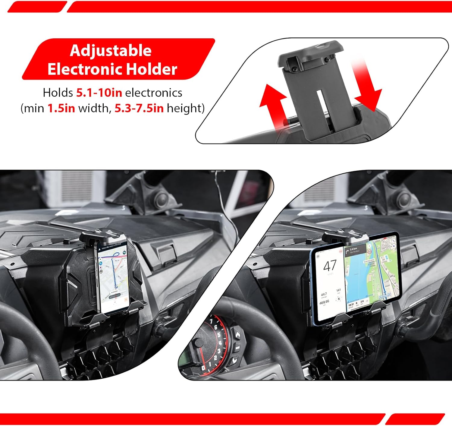 WeiSen UTV Electronic Device Tablet Holder Phone Mount with Storage Box Compatible with Polaris RZR PRO XP/PRO R/Turbo R 2020-2024, for 5.1-10 Inch Tablet Holder