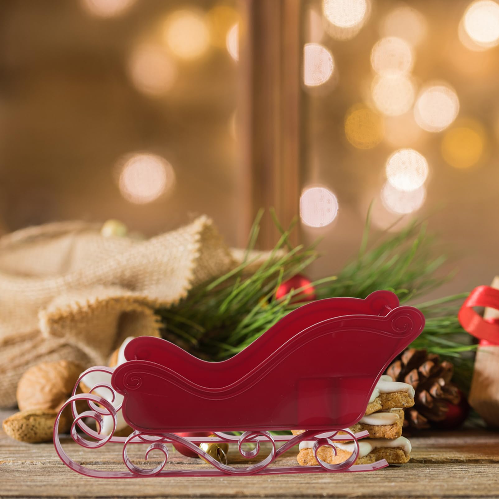 Toddmomy 4pièces Décoration De Noël Traîneau Plastique pour Sapin Ornement De Bureau Thématique Accessoire Photo pour Fêtes