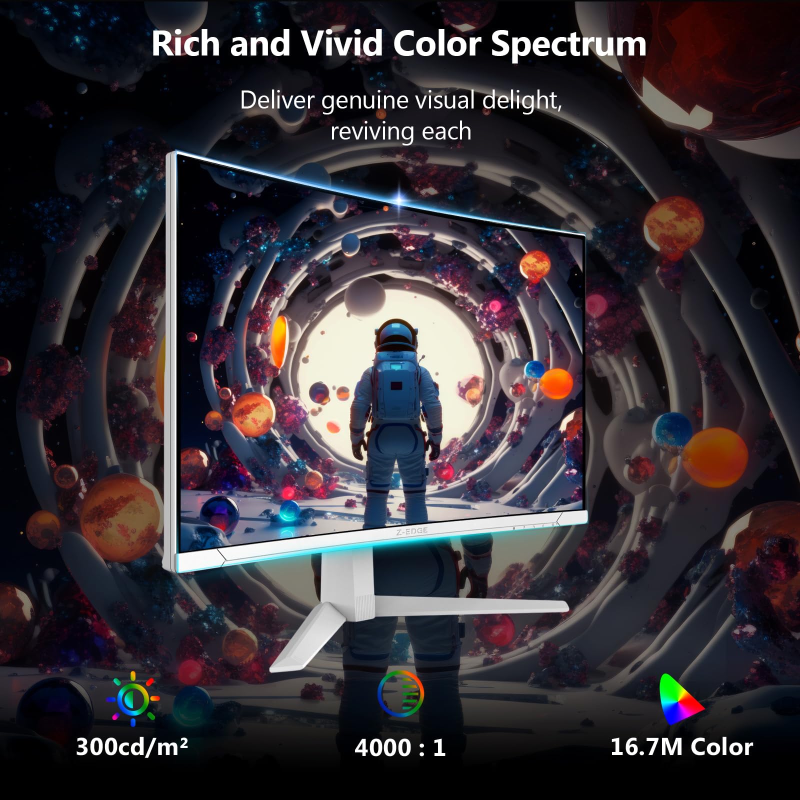 Z-Edge Biały Zakrzywiony Ekran do komputera gamingowego 27'' 280 Hz (DP), 240 Hz (HDMI), 1ms, FHD, FreeSync, Biały Monitor Gaming 16:9, Regulowane pochylenie, 2×HDMI2.0 & 2×DP1.2(Łącze HDMI dołączone)