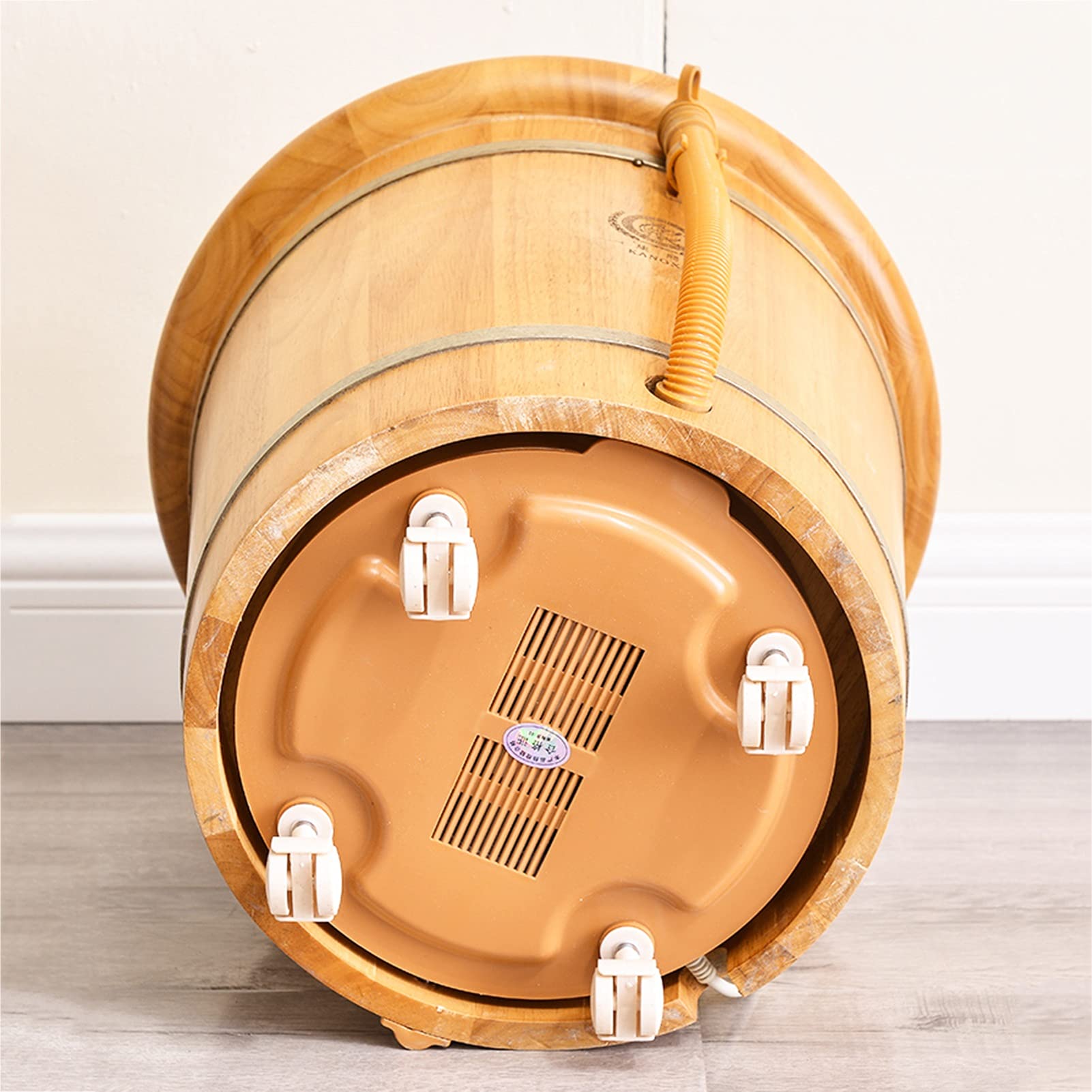 Axdwfd Barril de Madera para el hogar, masajeador de baño de SPA, 6 Rodillos de Masaje, Ruedas universales, pies calmantes cansados (Color : Wood Color)