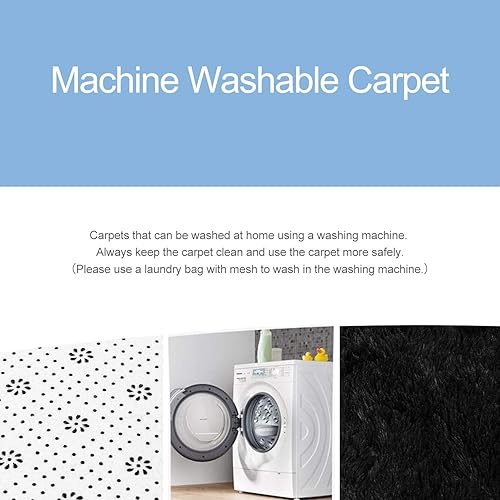 Miniatura 9 de DweIke - Tapete de pelo alto y esponjoso para sala, dormitorio, habitación infantil, guardería y cabecera, tapete antideslizante y suave para