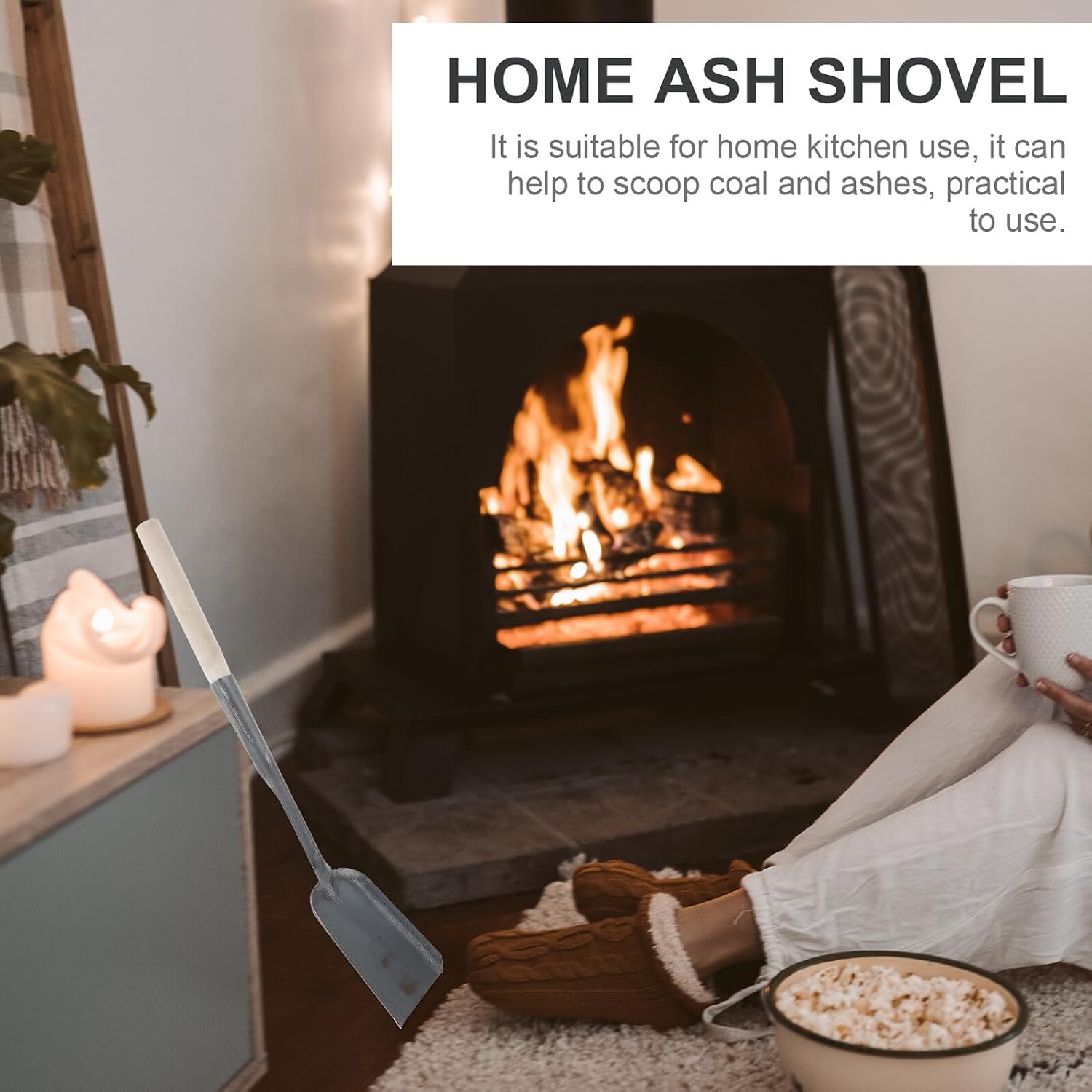 2Pcs Long Handle Fireplace Ash Shovel Multifunction Kitchen Hand Shovel for Coal Soil Garbage Cleaning and Strong for BBQ and Home Use Style