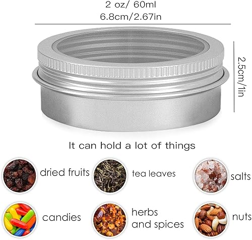 Miniatura 5 de Lainrrew Paquete de 15 latas redondas de metal de 2 onzas, latas vacías de aluminio para velas con tapa de rosca, recipientes de lata de viaje para