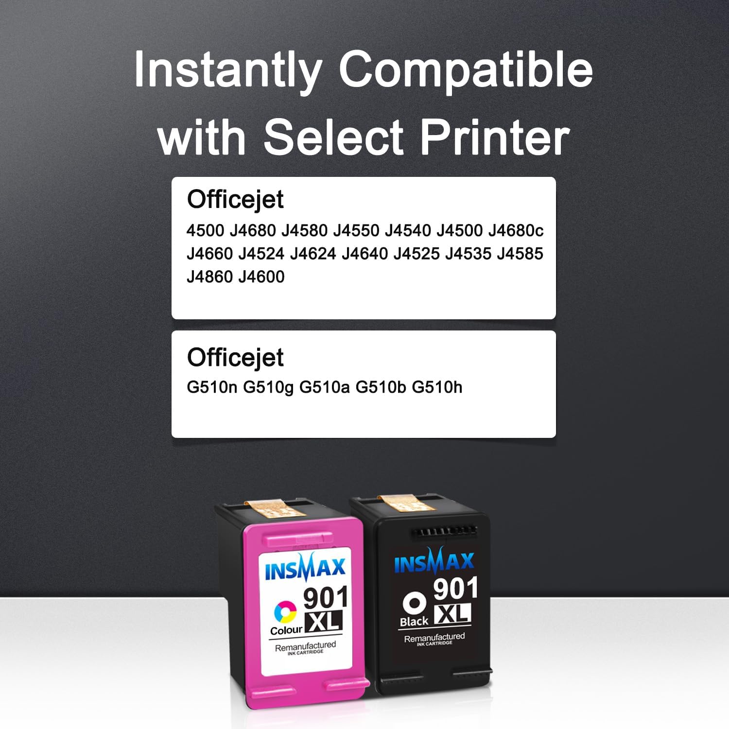 901 Ink Cartridge Remanufactured for HP 901 901XL 901 XL Black/Color Combo Pack for OfficeJet J4550 J4680 J4580 J4540 J4524 J4525 J4500 J4680c G510a G510b G510g G510h Printer (1 Black,1 Color,2 Pack)