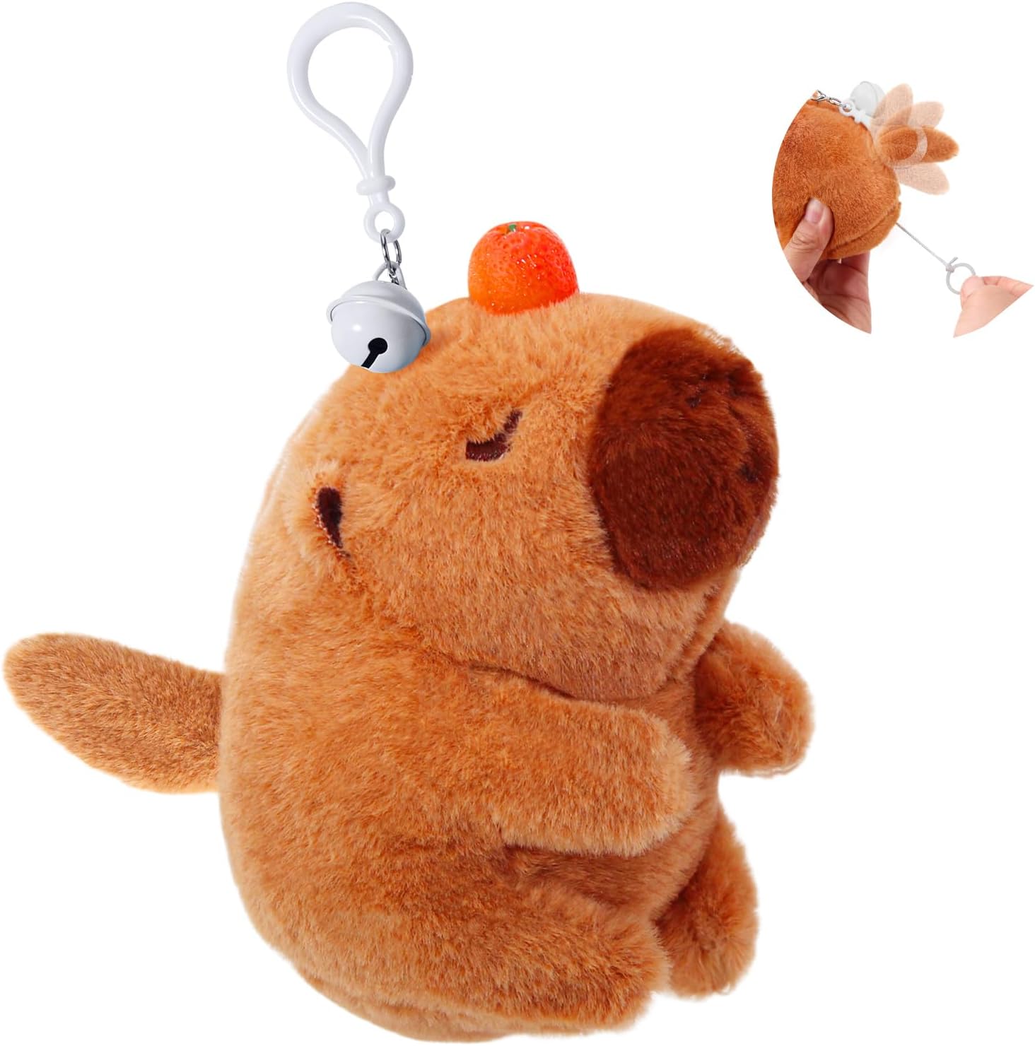 Cute Capybara Plush Toy with Shaking Tail Mini Capybara Keychain Stuff Animal Toys for Car, Desk, Back to School Gifts, Backpack Charm, Birthday Party Favor Fidget Toys for Kids Aduts (Style B)