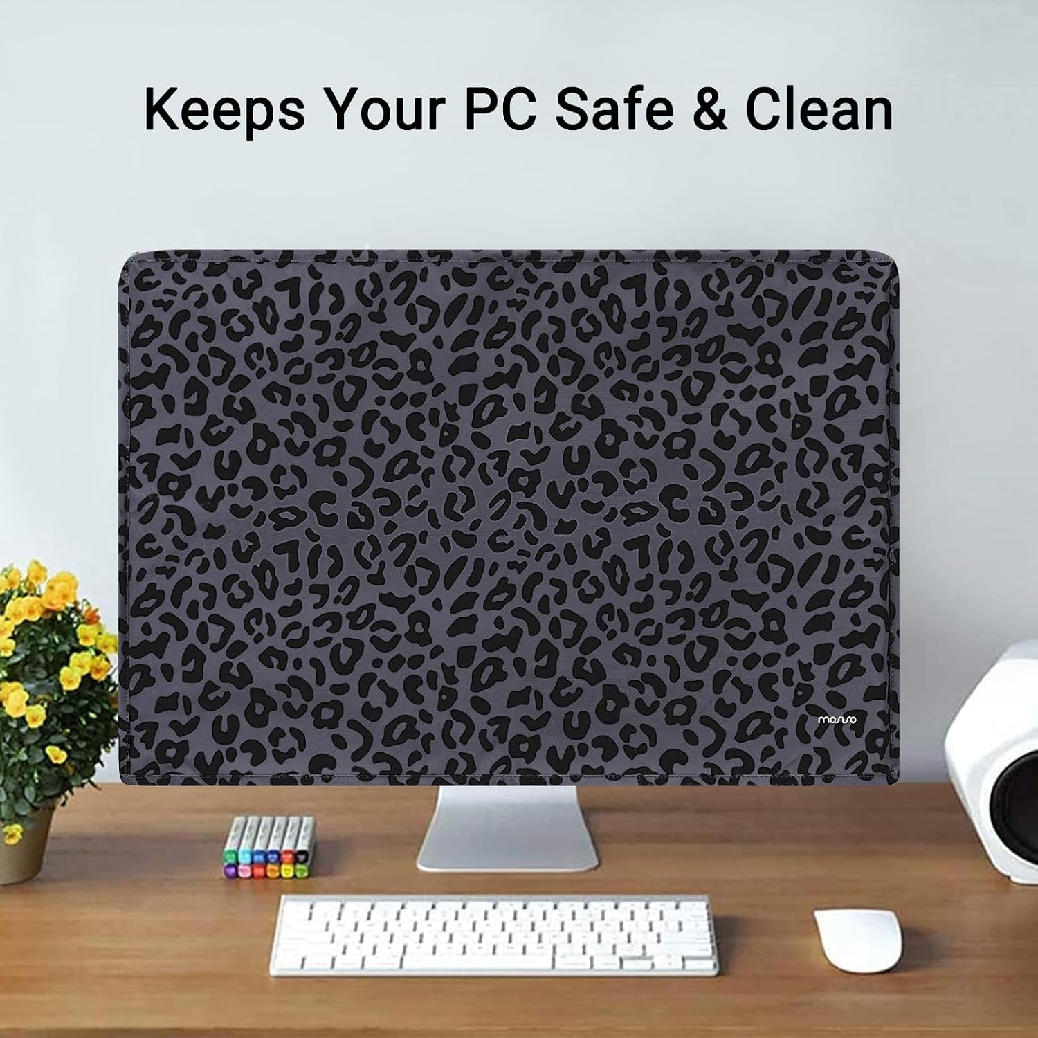 MOSISO Monitor Dust Cover 26,27,28,29 inch Anti-Static Dustproof LCD/LED/HD Panel Case Leopard Grain Computer Screen Protective Sleeve Compatible with iMac 27 inch, 26-29 inch PC,Desktop and TV, Black